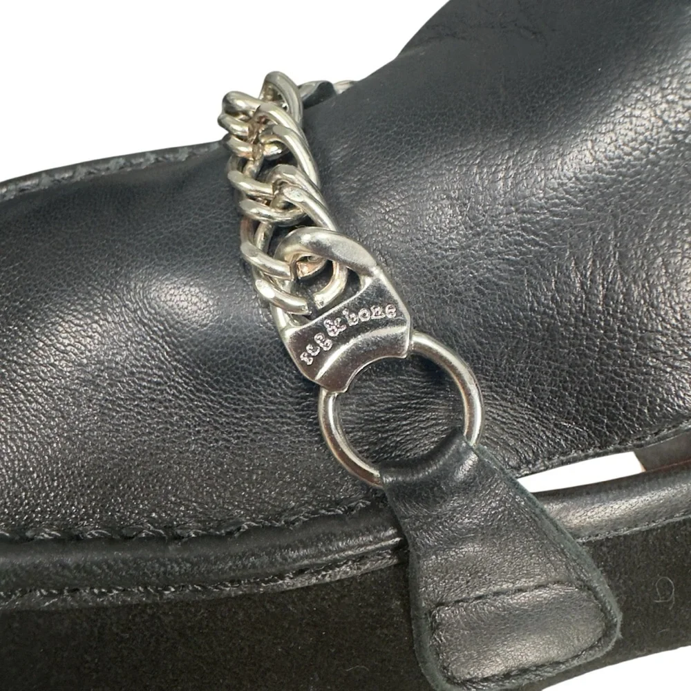 rag & bone Black Leather and Suede Loafers with Silver Detail - Picture 5 of 11